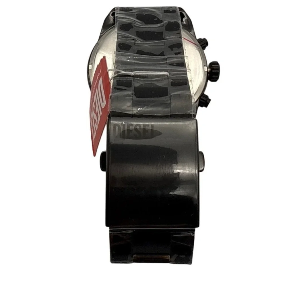 Diesel Mens Spiked Chronograph Watch DZ4609B Black Stainless Steel‎